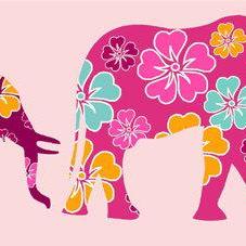 Children Decor Pink Elephants Wall ..