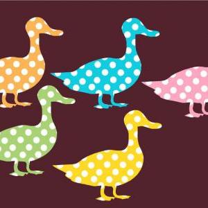 Nursery Decor Polka Dot Duck Fabric Decal Set