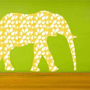 Nursery Decor Paisley Elephant Fabric Wall Decals