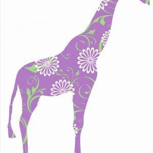 Lavender Giraffe Fabric Wall Decal For Nursery