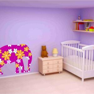 Pink Elephant Fabric Wall Decals For Children
