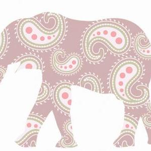 Kids Decor Elephant Wall Decal Fabric With Paisley..