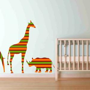 Nursery Decor Elephant Giraffe Rhinoceros Fabric..