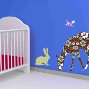 Deer, Rabbit And Squirrel Fabric Wall Decals..