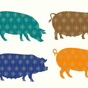 Cute Pigs Fabric Wall Decals For Baby Nursery