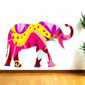 Colorful Elephant Fabric Wall Decal