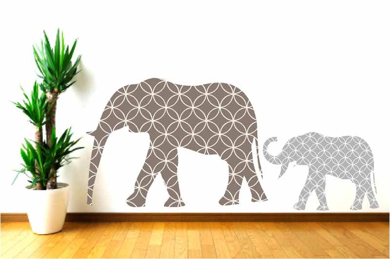 Nursery Mother and Baby Elephant Wall Decals for Children