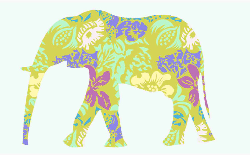 Elephant Fabric Wall Decals With Flower Pattern For Nursery