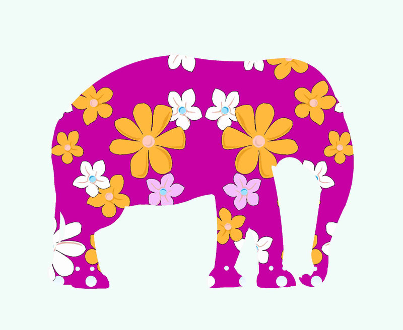 Pink Elephant Fabric Wall Decals For Children