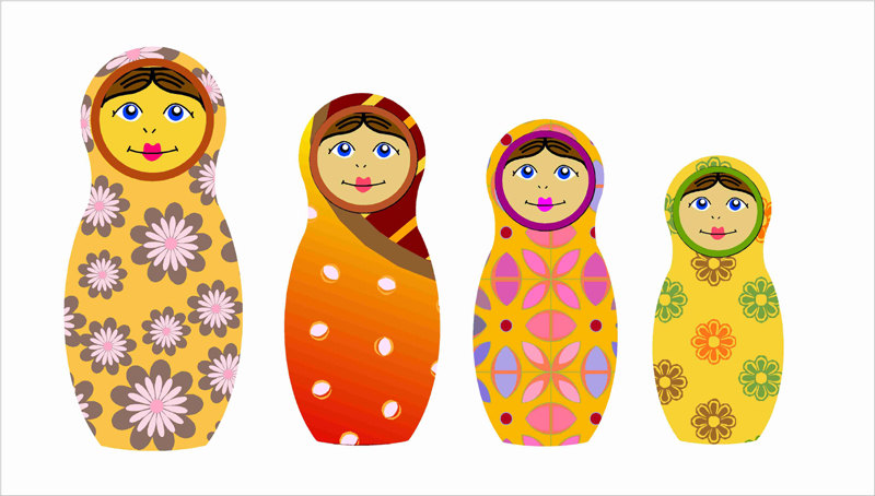 Cute Matryoshka Nesting Dolls Fabric Wall Decals For Children