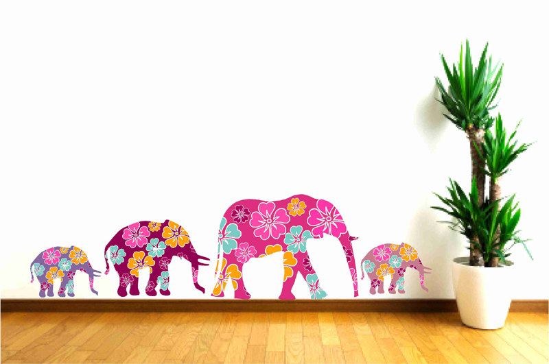 Children Decor Pink Elephants Wall Decals on Luulla